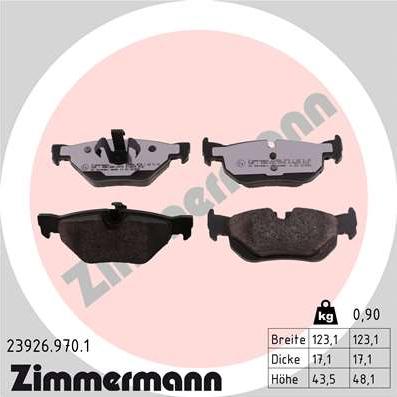 Zimmermann 23926.970.1 - Тормозные колодки, дисковые, комплект avtokuzovplus.com.ua