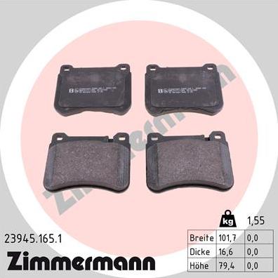 Zimmermann 23945.165.1 - Гальмівні колодки, дискові гальма autocars.com.ua