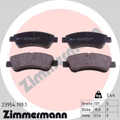 Zimmermann 23954.190.1 - Тормозные колодки, дисковые, комплект autodnr.net