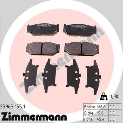Zimmermann 23963.155.1 - Тормозные колодки, дисковые, комплект autodnr.net