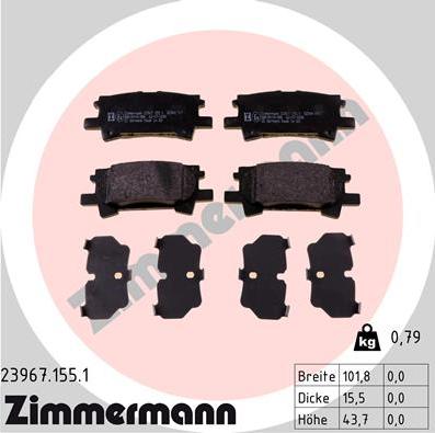Zimmermann 23967.155.1 - Гальмівні колодки, дискові гальма autocars.com.ua