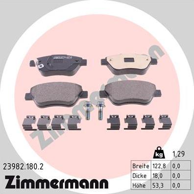 Zimmermann 23982.180.2 - Тормозные колодки, дисковые, комплект autodnr.net