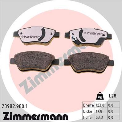 Zimmermann 23982.980.1 - Тормозные колодки, дисковые, комплект autodnr.net