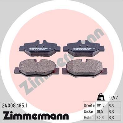 Zimmermann 24008.185.1 - Тормозные колодки, дисковые, комплект autodnr.net