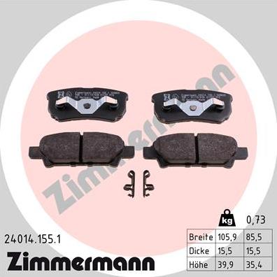 Zimmermann 24014.155.1 - Тормозные колодки, дисковые, комплект autodnr.net