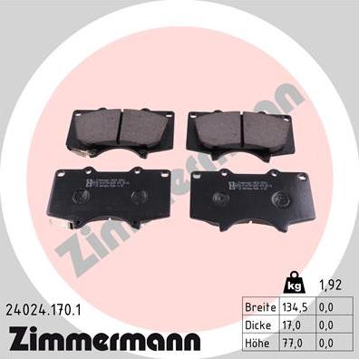 Zimmermann 24024.170.1 - Тормозные колодки, дисковые, комплект autodnr.net