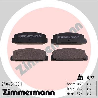 Zimmermann 24045.130.1 - Гальмівні колодки, дискові гальма autocars.com.ua