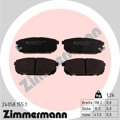 Zimmermann 24058.155.1 - Тормозные колодки, дисковые, комплект autodnr.net