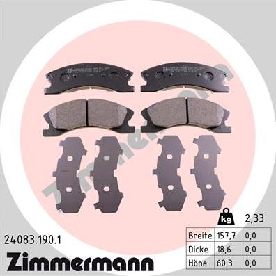 Zimmermann 24083.190.1 - Тормозные колодки, дисковые, комплект avtokuzovplus.com.ua