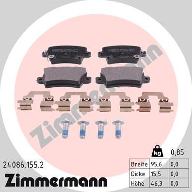 Zimmermann 24086.155.2 - Тормозные колодки, дисковые, комплект avtokuzovplus.com.ua