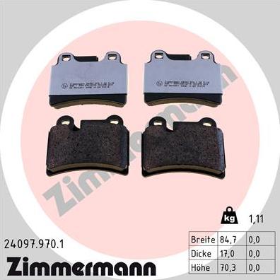 Zimmermann 24097.970.1 - Гальмівні колодки, дискові гальма autocars.com.ua