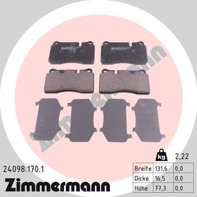 Zimmermann 24098.170.1 - Колодки тормозные дисковые VAG autodnr.net