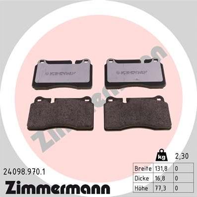 Zimmermann 24098.970.1 - Тормозные колодки, дисковые, комплект autodnr.net