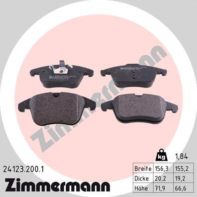 Zimmermann 24123.200.1 - Тормозные колодки, дисковые, комплект autodnr.net