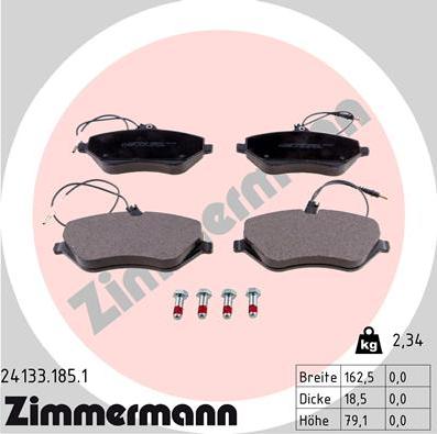 Zimmermann 24133.185.1 - Тормозные колодки, дисковые, комплект avtokuzovplus.com.ua