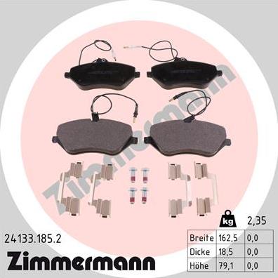 Zimmermann 24133.185.2 - Тормозные колодки, дисковые, комплект avtokuzovplus.com.ua