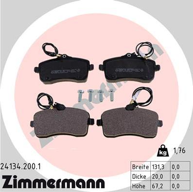 Zimmermann 24134.200.1 - Тормозные колодки, дисковые, комплект avtokuzovplus.com.ua