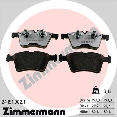 Zimmermann 24151.902.1 - Тормозные колодки, дисковые, комплект avtokuzovplus.com.ua