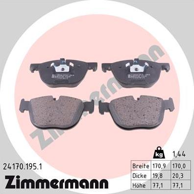 Zimmermann 24170.195.1 - Колодки тормозные дисковые BMW autodnr.net