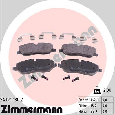 Zimmermann 24191.180.2 - Тормозные колодки, дисковые, комплект avtokuzovplus.com.ua