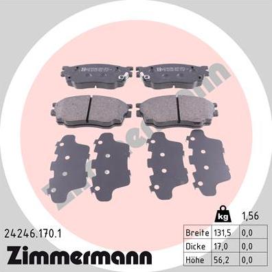 Zimmermann 24246.170.1 - Гальмівні колодки, дискові гальма autocars.com.ua