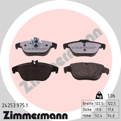 Zimmermann 24253.975.1 - Гальмівні колодки, дискові гальма autocars.com.ua