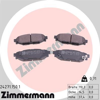 Zimmermann 24271.150.1 - Тормозные колодки, дисковые, комплект avtokuzovplus.com.ua