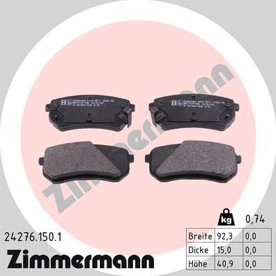 Zimmermann 24276.150.1 - Гальмівні колодки, дискові гальма autocars.com.ua