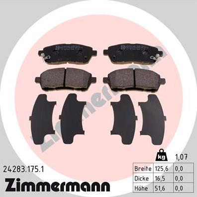 Zimmermann 24283.175.1 - Гальмівні колодки, дискові гальма autocars.com.ua