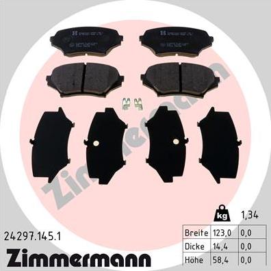 Zimmermann 24297.145.1 - Тормозные колодки, дисковые, комплект autodnr.net