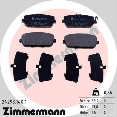 Zimmermann 24298.140.1 - Тормозные колодки, дисковые, комплект avtokuzovplus.com.ua