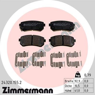 Zimmermann 24320.155.2 - Тормозные колодки, дисковые, комплект avtokuzovplus.com.ua