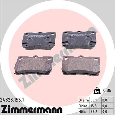 Zimmermann 24323.155.1 - Гальмівні колодки, дискові гальма autocars.com.ua