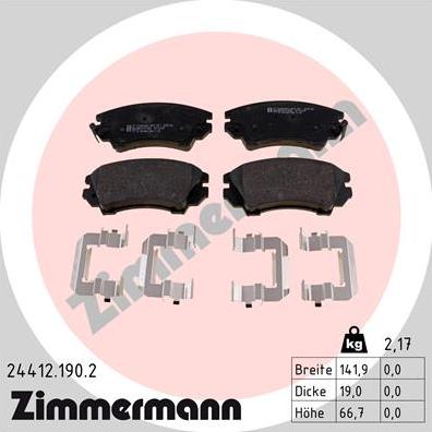 Zimmermann 24412.190.2 - Тормозные колодки, дисковые, комплект autodnr.net