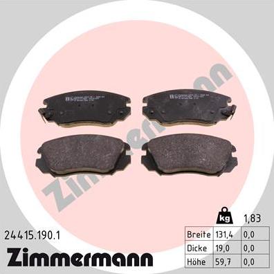 Zimmermann 24415.190.1 - Тормозные колодки, дисковые, комплект autodnr.net