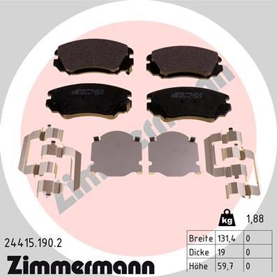 Zimmermann 24415.190.2 - Гальмівні колодки, дискові гальма autocars.com.ua