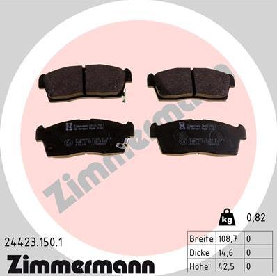 Zimmermann 24423.150.1 - Гальмівні колодки, дискові гальма autocars.com.ua