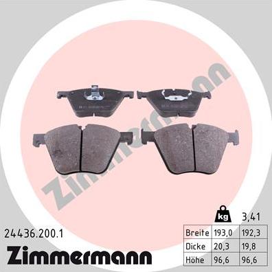 Zimmermann 24436.200.1 - Гальмівні колодки, дискові гальма autocars.com.ua