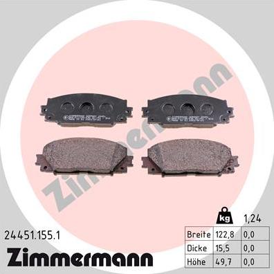 Zimmermann 24451.155.1 - Гальмівні колодки, дискові гальма autocars.com.ua