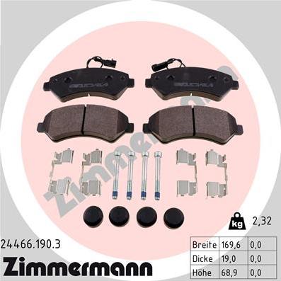 Zimmermann 24466.190.3 - Гальмівні колодки, дискові гальма autocars.com.ua