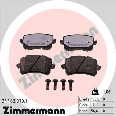 Zimmermann 24483.970.1 - Гальмівні колодки, дискові гальма autocars.com.ua