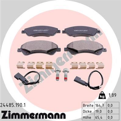 Zimmermann 24485.190.1 - Тормозные колодки, дисковые, комплект autodnr.net