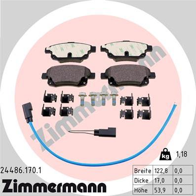 Zimmermann 24486.170.1 - Гальмівні колодки, дискові гальма autocars.com.ua