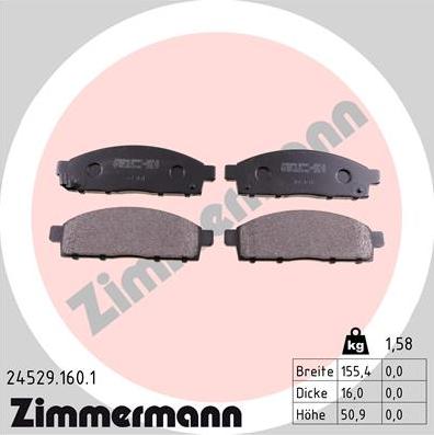 Zimmermann 24529.160.1 - Тормозные колодки, дисковые, комплект autodnr.net