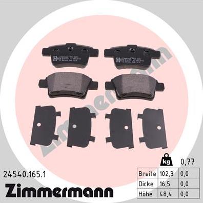 Zimmermann 24540.165.1 - Гальмівні колодки, дискові гальма autocars.com.ua