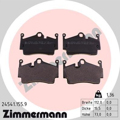 Zimmermann 24541.155.9 - Гальмівні колодки, дискові гальма autocars.com.ua