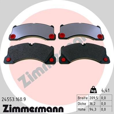 Zimmermann 24553.160.9 - Гальмівні колодки, дискові гальма autocars.com.ua