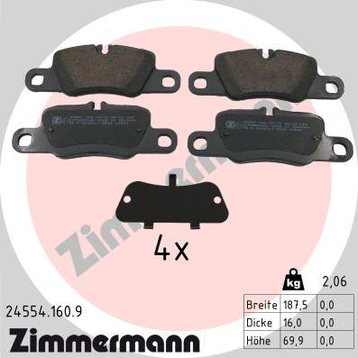Zimmermann 24554.160.9 - Тормозные колодки, дисковые, комплект avtokuzovplus.com.ua