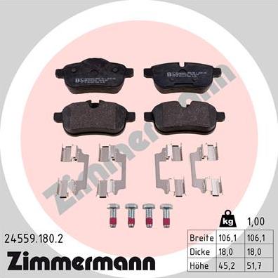 Zimmermann 24559.180.2 - Гальмівні колодки, дискові гальма autocars.com.ua