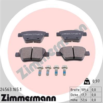 Zimmermann 24563.165.1 - Тормозные колодки, дисковые, комплект autodnr.net